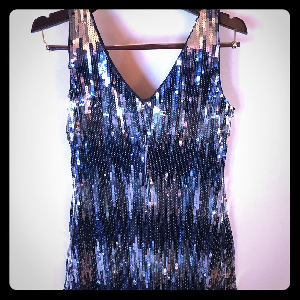 Blue silver sequin dress size 12